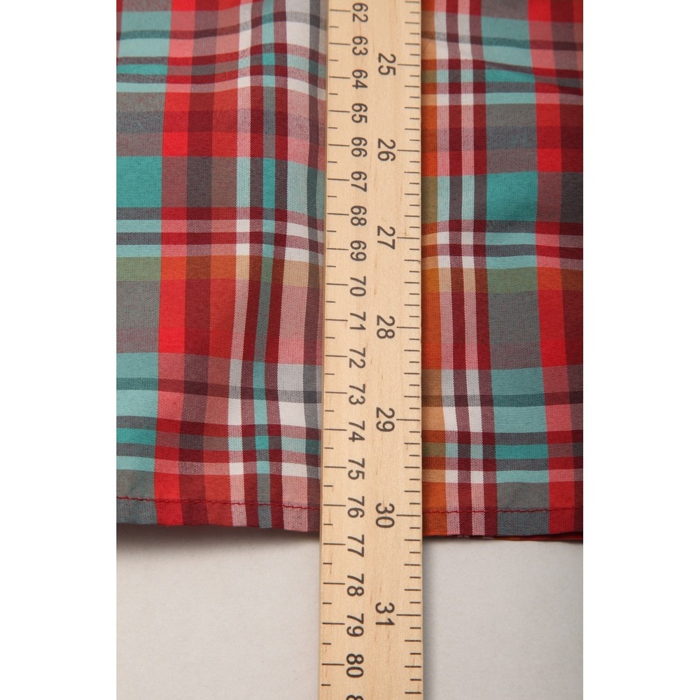 Marmot Men's Large L Short Sleeve Plaid Button-Down Casual Shirt Red Teal - Picture 11 of 12